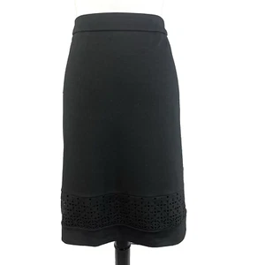Rafaella Skirt size 12 Black Ponte Knit Straight Knee Eyelet Straight Career - Picture 1 of 9