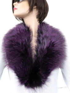 Pelliccia Sciarpa Volpe Argentata Pelo Colletto Mantella Carico Viola Lilla Nero - Picture 1 of 6