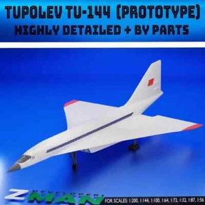 3D Printed 1/200 Russian TU-144 supersonic civilian airliner Unpainted Model - Picture 1 of 5