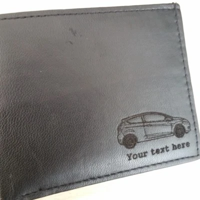 Ford Fiesta Mk7 Mk8 engraved Leather Wallet (merchandise gift present mens) - Image 1 of 2