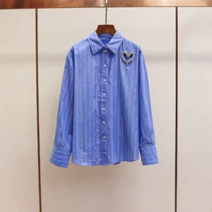 Sandro Cotton Striped Mini Lace Up Shirt Tie Front Fit A-line for Women - Picture 1 of 8