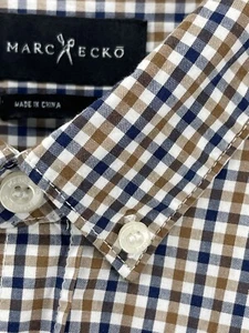 Marc Ecko Cut Sew Long Sleeve Button Shirt Mens Size XL Blue Brown White Checks - Picture 1 of 9