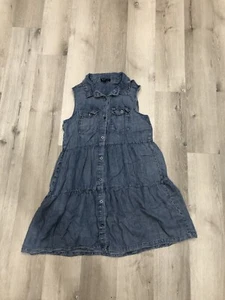 Velvet Heart Los Angeles Button Down Sleeveless Denim Ruffle Pocket Dress Large - Picture 1 of 5