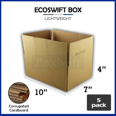 5 10x7x4 EcoSwift Cardboard Packing Moving Shipping Boxes Corrugated Box Cartons - Image 1 of 4