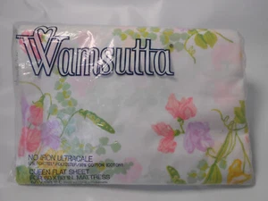 Vintage Wamsutta Ultracale Queen Flaches Laken Erbse Blumen 50/50 Baumwolle - Poly - Bild 1 von 12