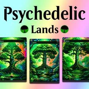 MTG Forest, Set of 3 | Premium Foil Proxies | Magic Psychedelic Full-Art Lands - Bild 1 von 4