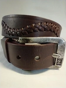 L.E.I. Women's Leather Brown Belt Size L Fancy Stitching Waist 30-32" Casual  - Picture 1 of 10