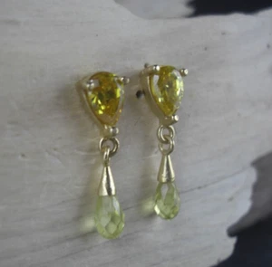 Ohrringe Ohrstecker vergoldet edel glamourös wohl Citrin 925 Sterling Silber - Picture 1 of 2