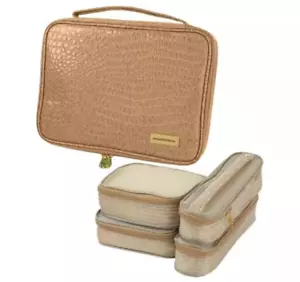 Samantha Brown Croco Jewelry & Cosmetic Organizer Case Creamy Vanilla NWT - Picture 1 of 5