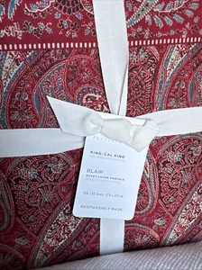 Pottery Barn Blair Paisley KING / CAL KING Duvet Cover, Cotton Percale, Red - Picture 1 of 4