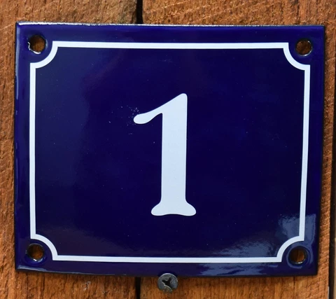Vintage Style Blue Enamel Porcelain French House Number Door Steel Metal Sign 1 Cover