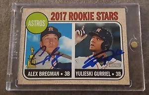 ALEX BREGMAN YULIESKI GURRIEL DUAL SIGNED 2017 TOPPS HERITAGE RC CARD #113 AUTO - Picture 1 of 1