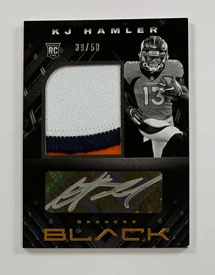 2020 Panini Black Football DJ Hamler Auto Relic 39/50 AR38 - Image 1 of 2