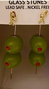 Piper K Olive ๐ซ Dangle Golden Glass Tones Nicole Free Earrings - Picture 1 of 4