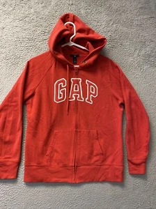 Gap Hoodie Womens L Red Spell Out Logo Full Zip Sweatshirt : 104-43 - Picture 1 of 7
