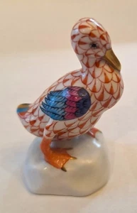 Orange Herend Ungarn Ente 24k Gold Netz Porzellan Figur - Bild 1 von 5