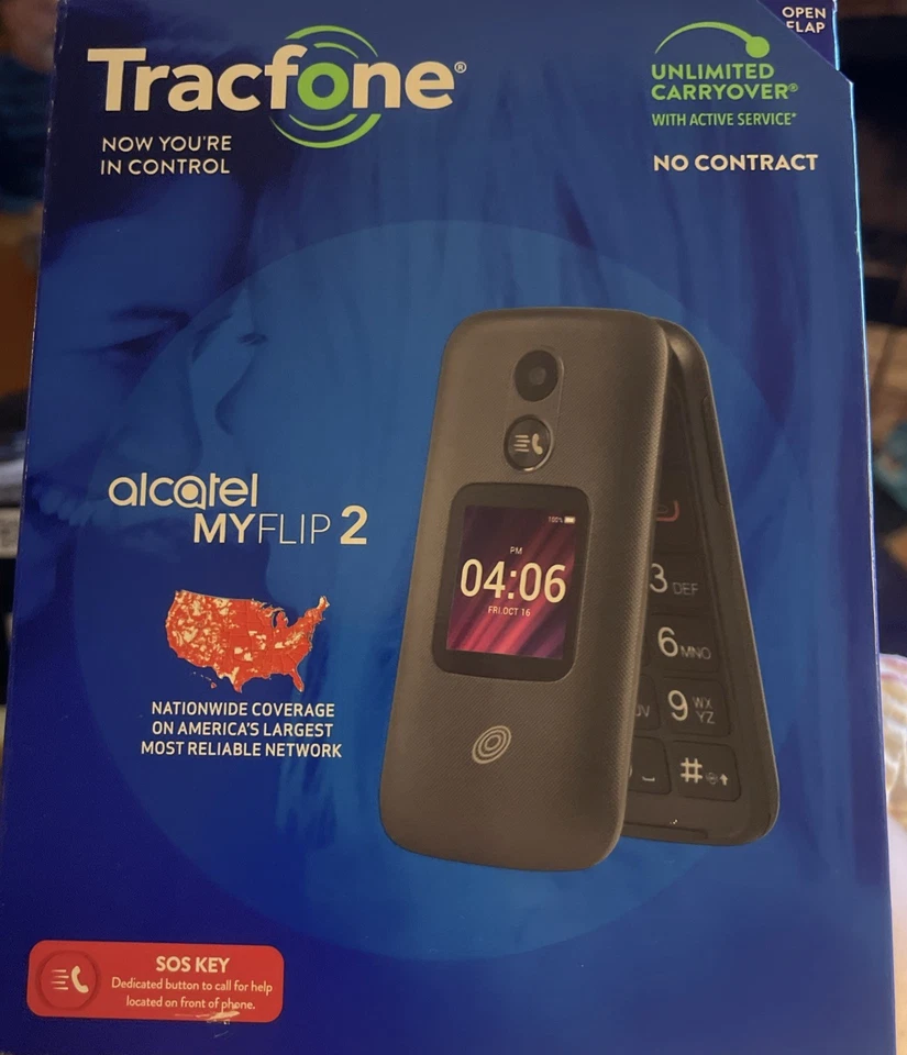 NEW SEALED Alcatel MyFlip - 4 GB - Black (TracFone) - Image 1 of 4