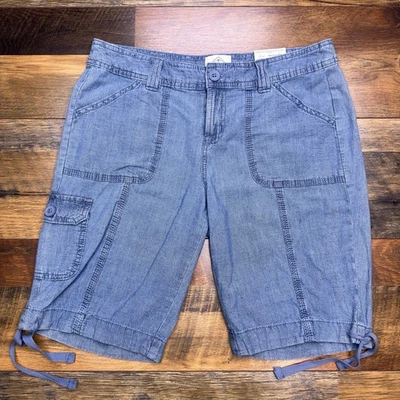 St Johns Bay Bermuda Denim Shorts 4 Petite Mid Rise Stretch New  - Image 1 of 4