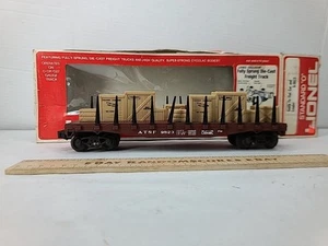 LIONEL O Gauge 6-9823 ATSF Santa Fe Stake Side Flat Car W/ Crate Load Read Desc. - Picture 1 of 13