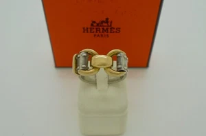 Authentic Vintage Hermes Belt Buckle Boucle Silver & 18k Yellow Gold Ring 51* - Bild 1 von 9