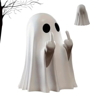 NEU Halloween Geist Figur - gruselig niedlich Statue lustig Mittelfinger Party Deko - Bild 1 von 7