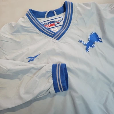 Vtg Reebok NFL Pro Line Detroit Lions V-Neck Pullover Windbreaker Jacket Size M - Image 1 of 4