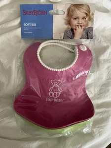 Baby Bjorn Plastic Bibs BPA Free - Lot of 2 - Pink and Light Green New In Pkg - Picture 1 of 2