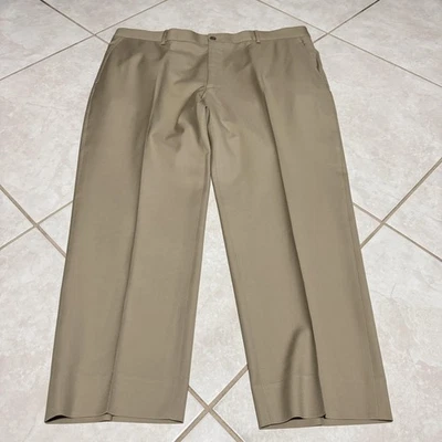 Pantalones de vestir de lana Polo Ralph Lauren para hombre 40x28 caqui frente plano con puños hechos en Italia Foto 1 de 4