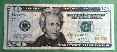 Series 2004 $20 Twenty Dollar Federal Reserve STAR Note EG02790985* - Image 1 of 2