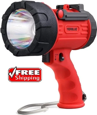 YIERBLUE Rechargeable Spotlight with 200000 Lumen LED, IP67 Waterproof Handheld Flashl...