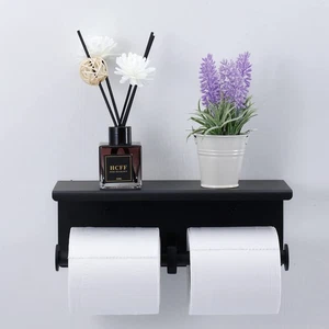 Matte Black Toilet Paper Holder with Shelf – Heavy Duty 304 Stainless Steel W... - Picture 1 of 8