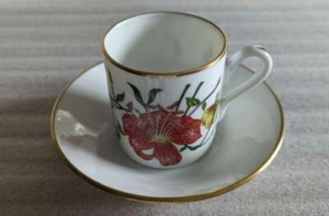 Gucci x Richard Ginori Demitasse Coffee Cup Sauzcer Hibiscus Floral White Gold - Picture 1 of 10