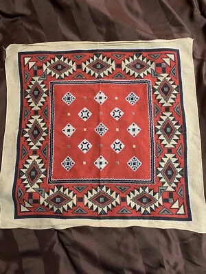 De Colección Raro Rojo Amarillo Blanco Indio Azteca BANDANA Diamante Nativo Americano Hecho en EE. UU. Foto 1 de 4