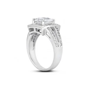Anillo de compromiso con halo de oro blanco con diamantes naturales certificados princesa 2,23 quilates G VS1 - Imagen 1 de 6