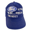 Vtg Ford is the Best logo blue no foam Snapback Mesh Trucker Hat Cap USA MADE