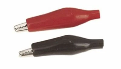 ELECTROVISION 10 x CROCODILE ALIGATOR CLIPS 25mm RED & BLACK PVC INSULATED SHROUDED 5 PAIRS