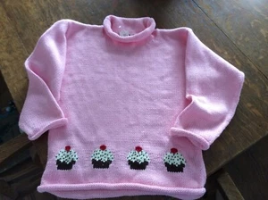 NWT Handmade Style Girls Sweater Cupcake Design Size 6 - Picture 1 of 4