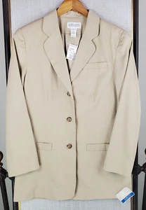 NEW VTG LANDS END Deadstock Womens Size Medium Blazer Jacket Made in USA Khaki - Picture 1 of 15