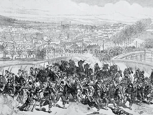 1871 Print CIVIL WAR PARIS - COMMUNISTS AT BRIDGE OF NEUILLY Franco Prussian War - Picture 1 of 2