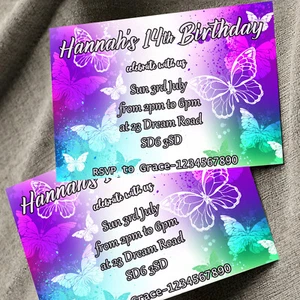 Personalised Butterflies Birthday Party Invitations Girls Teenage Invites A6 x10 - Picture 1 of 5