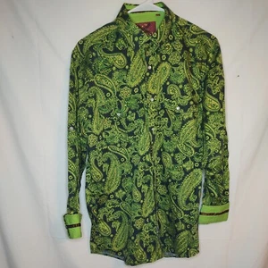 Womens PLATINI Premium Shirt Green Paisley Large READ - Picture 1 of 9
