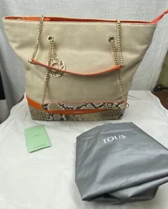 Bolso de mano para mujer Tous Mothers Love de lona con cuero y piel de serpiente. Nuevo $480 - Imagen 1 de 19