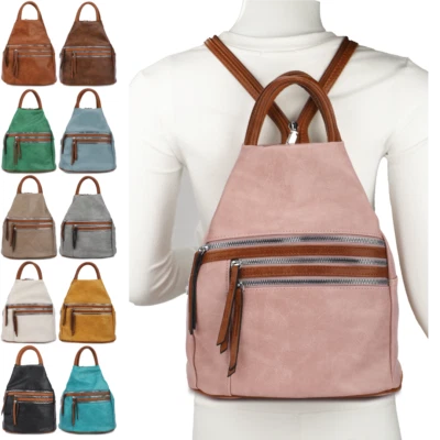 Damen Tasche Rucksack 2 in 1 Schultertasche Shopper Citybag Veganes Leder 7096 - Bild 1 von 4