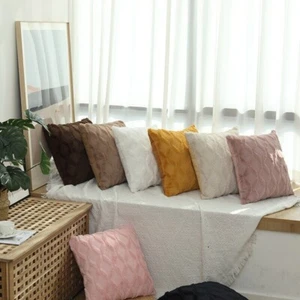 New 18" Fluffy Sofa Cushion Cover Geometric Pillowcase Furry Home Decoration UK - Picture 1 of 19