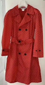 COMME DES GARCONS Red White Polka Dot Belted Raincoat Trench Jacket Medium - Picture 1 of 8