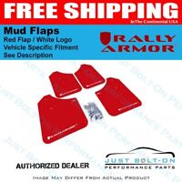 Red w/White Logo Rally Armor Mud Flaps Guards for 08-15 Lancer & Ralliart