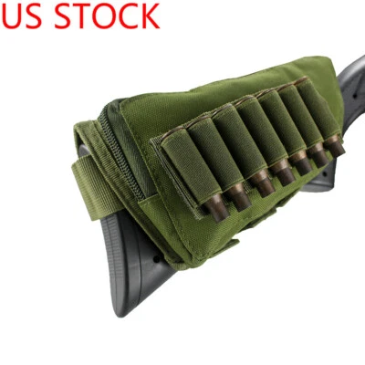 US Tactical Buttstock Pack Bag Cheek Pad Rest Shell Mag Ammo Pouch Holder Green - Image 1 of 4