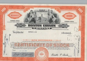 BOSTON EDISON COMPANY... CERTIFICADO DE STOCK COMÚN 1965 - Imagen 1 de 1