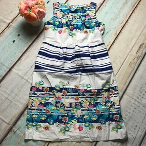 Motherhood Maternity Size Medium Dress White Multi Color Floral With Stripes - Picture 1 of 7