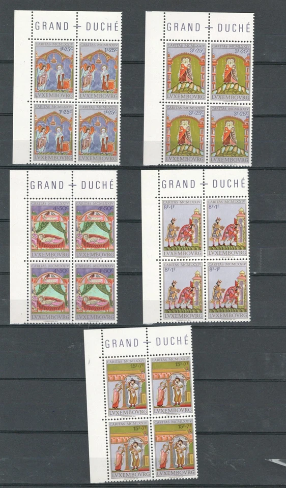 LOTE DE 4 SELLOS DE CARITAS BLOQUE MNH LUXEMBURGO EUROPA (LUXEM 712) Foto 1 de 1